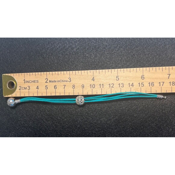 Pandora Multi-strand 5 String Turquoise Bracelet Filigree Charm Bag 925 6.5”-7” - Picture 6 of 6